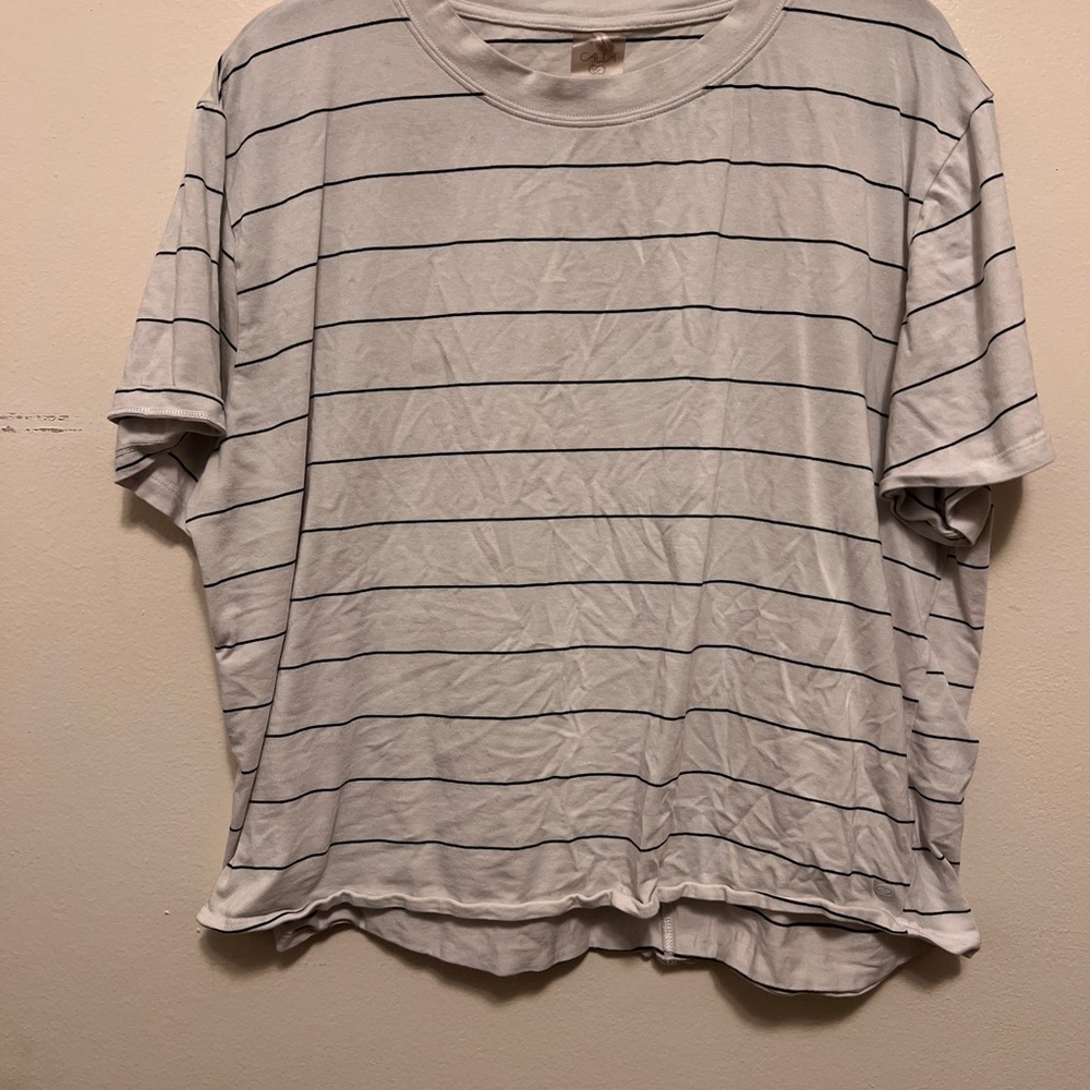 CALIA by Carrie Underwood Black and White Striped Tee